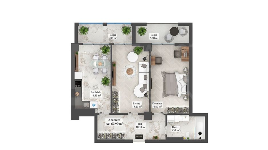 Vânzare apartament- 2 camere 69.9 mp, str. N. Zelinski, Botanica - Poză 6