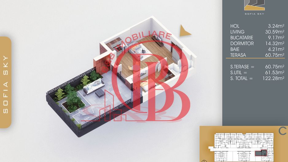 2 camere Terasa 60mp Mutare Rapida-Acte Gata Th. Pallady - Schiță 2