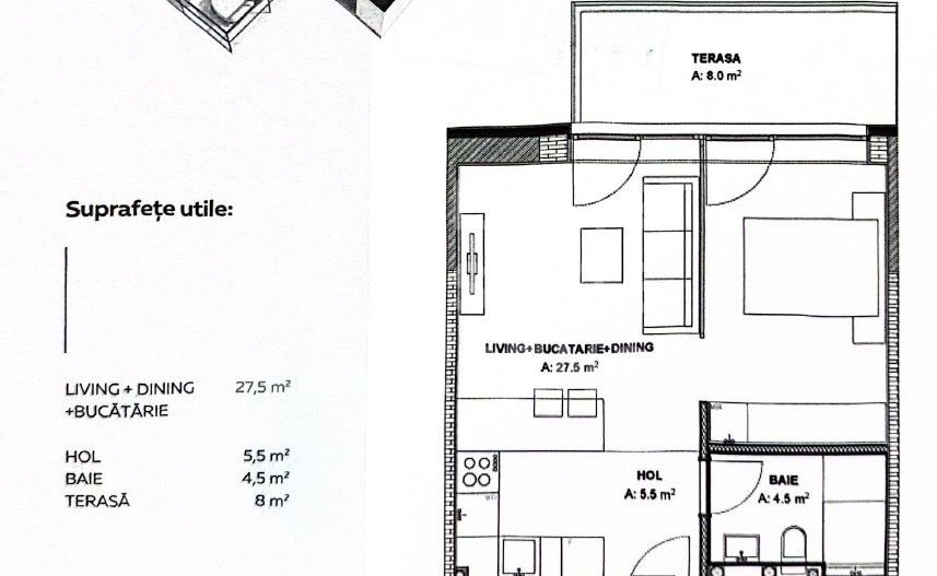 Vânzare, studio dublu, Pipera, București - Schiță 7