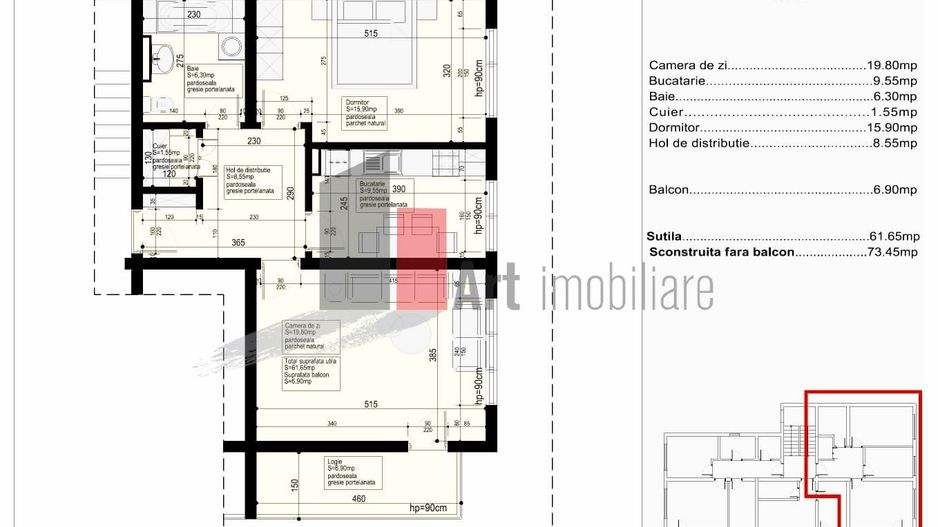 Apartament 2 camere Militari Kaufland Valea Cascadelor - Schiță 2