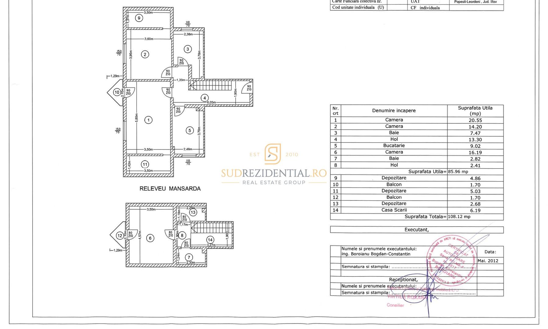 De închiriat apartament duplex 3 camere, 108 mp, complet mobilat - Schiță 6