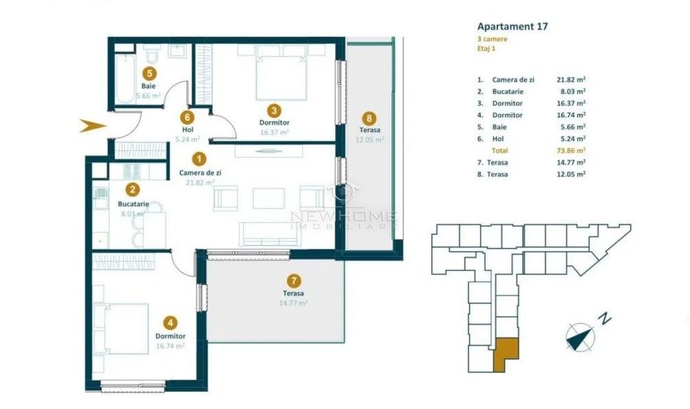 Apartamente de vanzare cu 3 camere zona Intre Lacuri - Poză 3