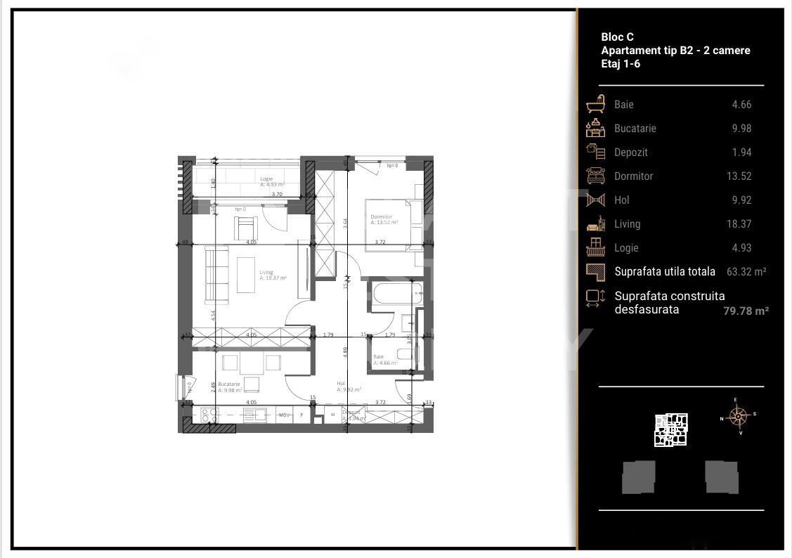 Vânzare, apartament, 2 camere, Răcădău, Brașov - Poză 3