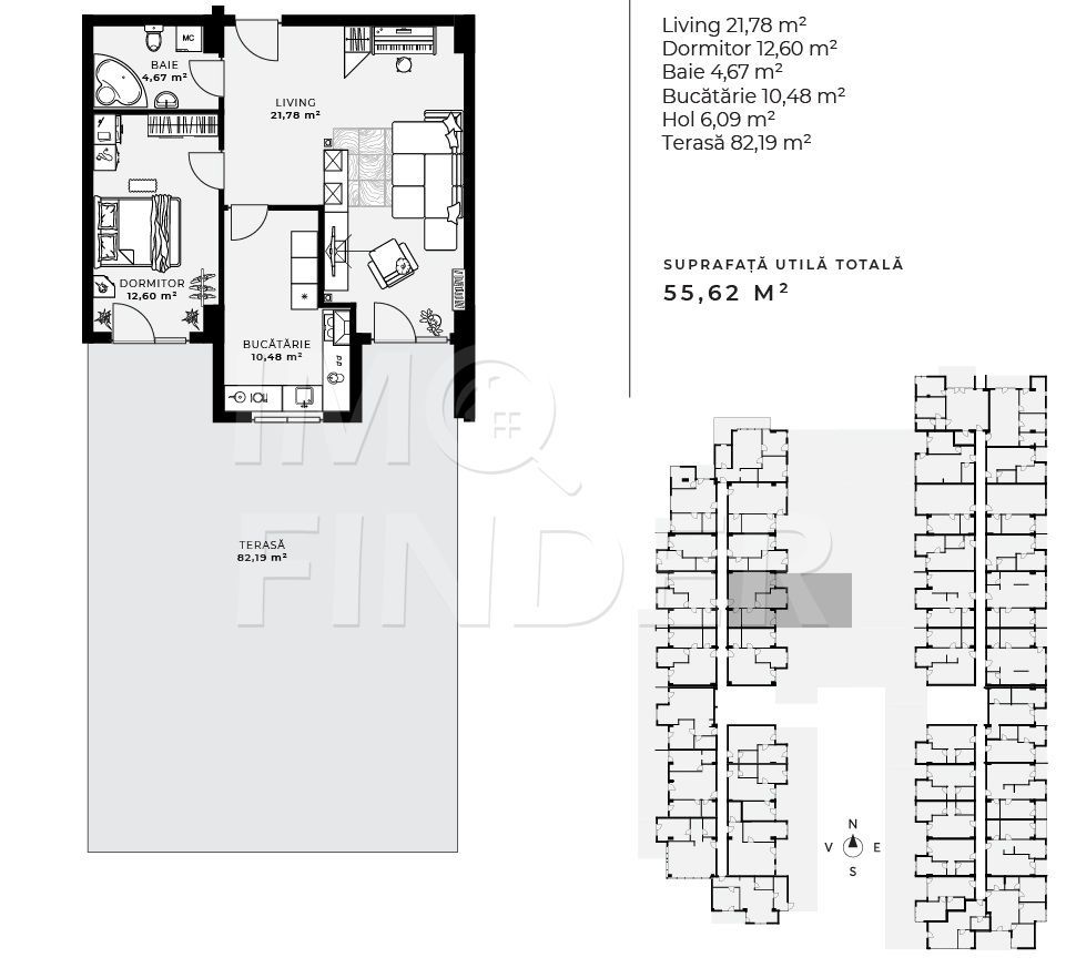 Vanzare apartament 2 camere, terasa,  zona bazei sportive Gheorgheni - Poză 2