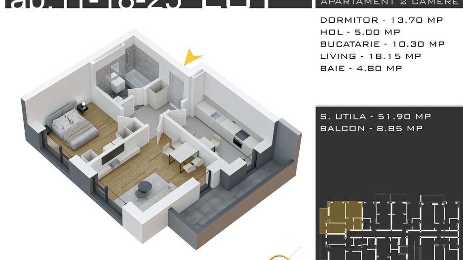 2 camere decomandat -parcare inclusa -Pallady - Schiță 12