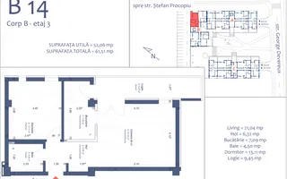 Apartament  2 cam-parcare subterana, British School - Schiță 13