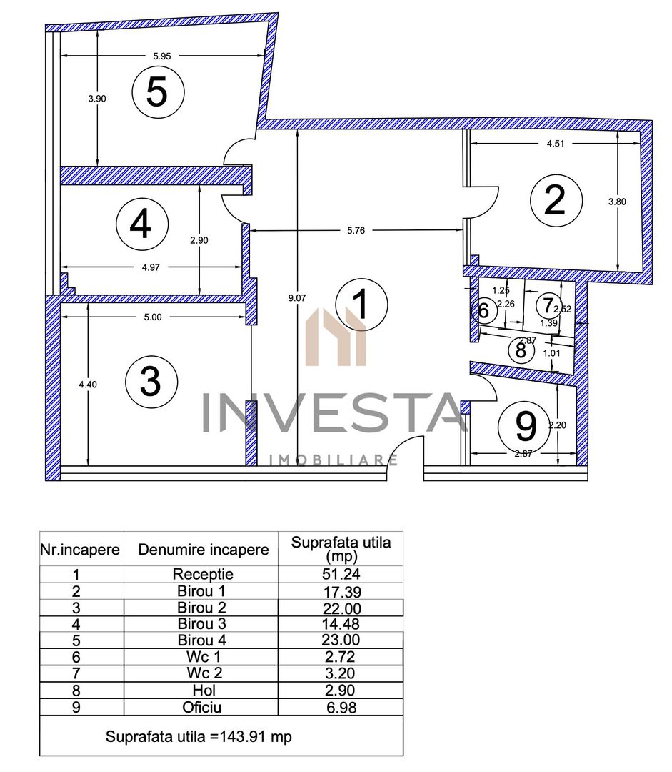 Spatiu comercial / birouri - 144 mp – Iris – zona Portelanului - Schiță 9