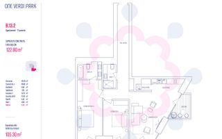 Apartament 3 camere de vanzare One Verdi Park - Schiță 14