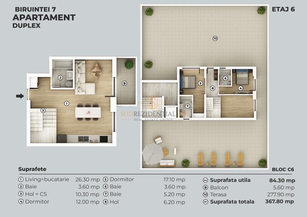 Apartament tip duplex - terasa 280 mp | Metrou Berceni - Schiță 8