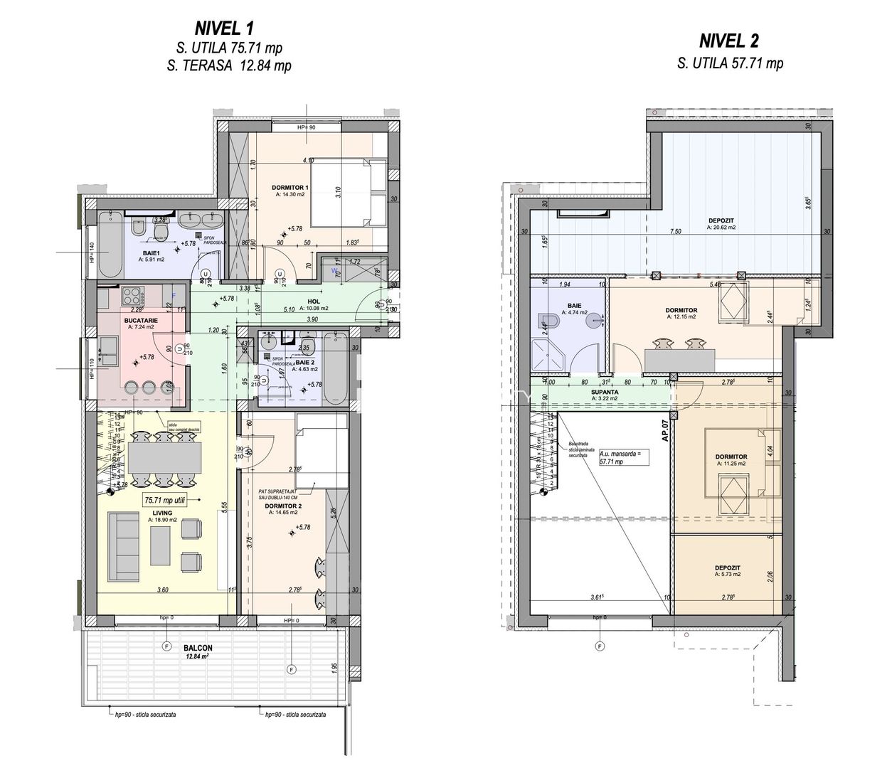 Penthouse 5 camere -  133 mp utili - predare la cheie, zona Aeroport Sibiu - Schiță 11