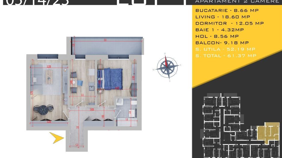 AP. 2CAM DECOMANDAT,MOBILAT/ BLOC P+3 FINALIZAT. MUTARE IMEDIATA! - Poză 2