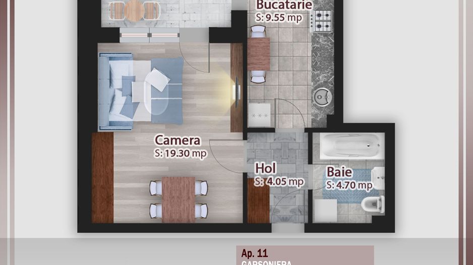 Garsoniera spatioasa -oferta lansare proiect Pallady - Schiță 1