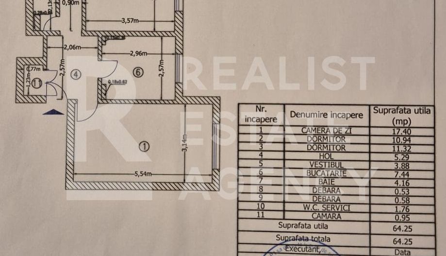 Sebastian - 13 Septembrie | 3 Camere | Decomandat | Bloc 1986 - Schiță 12