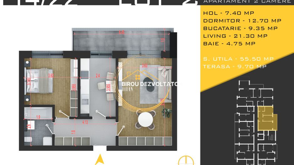 Decomandat Luminos 15 minute de metrou Teclu IKEA Titan Pallady Modern - Poză 11