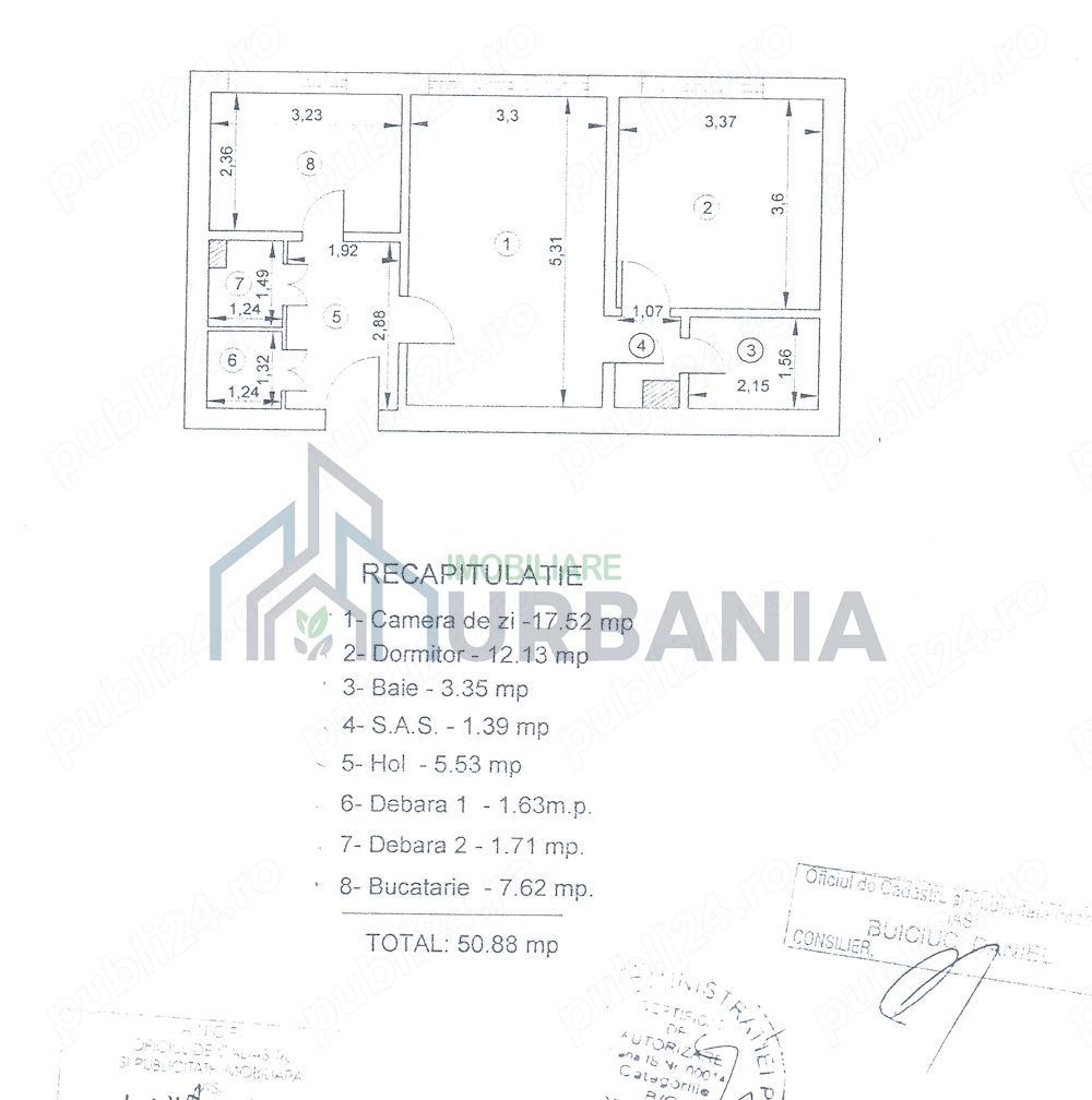 Apartament 2 camere, 51 mp, semidecomandat, Copou - Universitatea A. I. Cuza, Iași - Poză 8