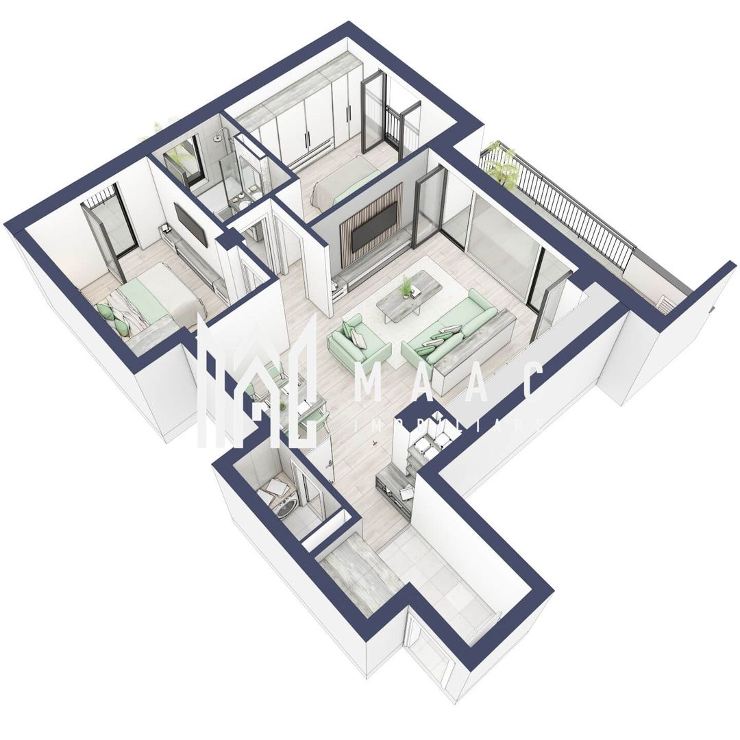 Apartament 3 camere | Balcoane 16.2 mp | Etaj 1 | Turnisor - Poză 2