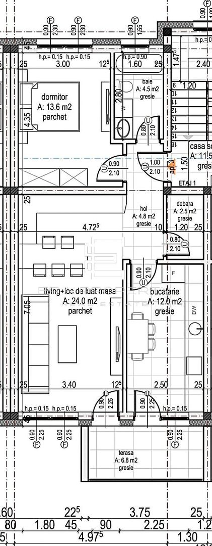 Apartament 3 camere + gradina 50 mp, la cheie , Cristian - Schiță 10