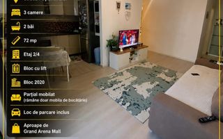 Sector 4 Grand Arena Apartament 3 camere 2 bai Mobilat si Utilat + Parcare - Poză 1