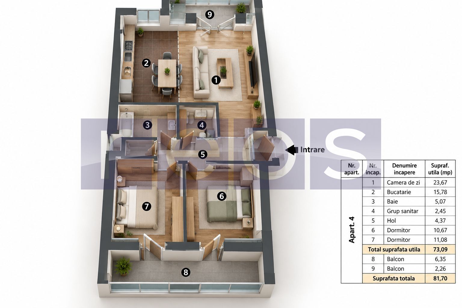 DE VANZARE 3 CAMERE SPATIOASE   | 2 BAI | 2 BALCOANE | LANGA MARRIOTT - Poză 8