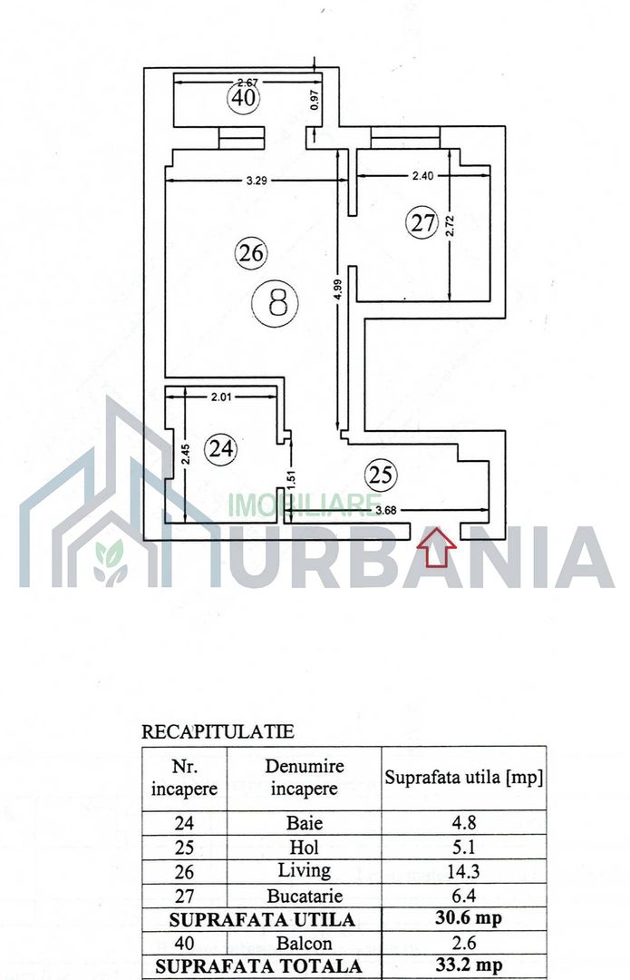 Apartament 1 cameră, Panoramic Residance Valea Adâncă – 33 mp, mobilat și utilat - Poză 7