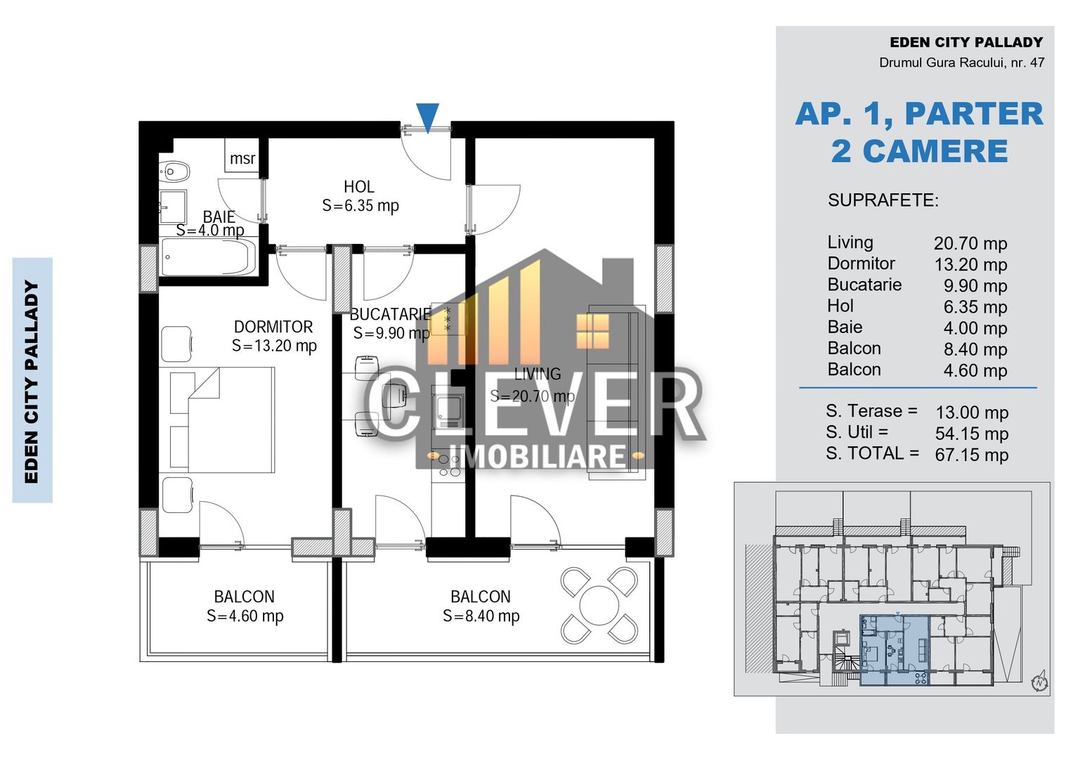 2 camere spațios, parter, 67 mp – încălzire în pardoseală - Poză 1