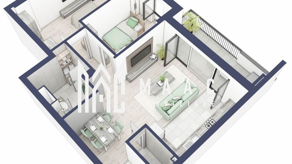 Apartament 3 camere | Balcoane 10.6 mp | Etaj 2 | Turnisor - Poză 2