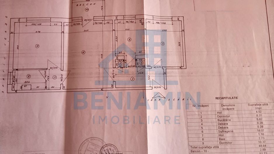 3 camere - etaj 3 - 52mp - renovat - centrala - apa - Craiovita Noua - Schiță 7