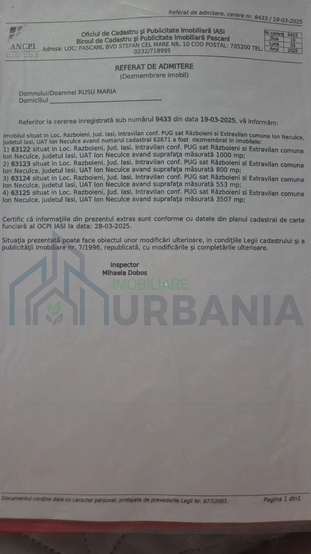 Parcele de teren intravilan construibil în Războieni, Iași – suprafețe disponibile 553 mp, 800 mp și 3.507 mp - Poză 2