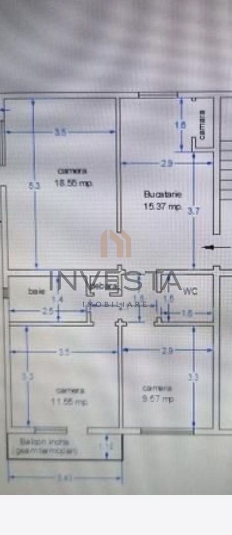 Apartament 3 camere decomandat cu balcon, etaj intermediar, Marasti! - Schiță 8