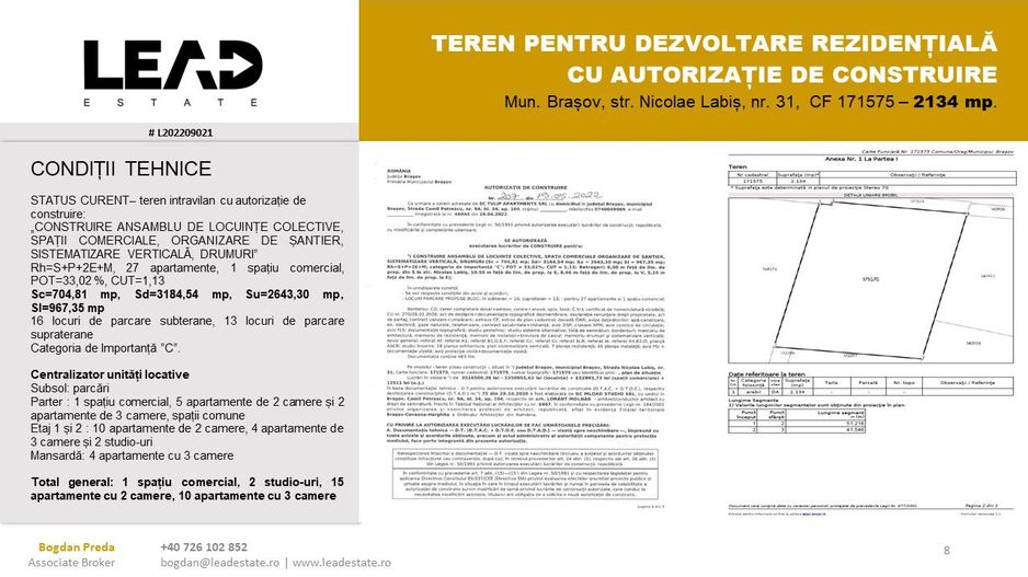 OPORTUNITATE INVESTITIE LOCUINTE COLECTIVE CU AUTORIZATIE DE CONSTRUIRE - Poză 8