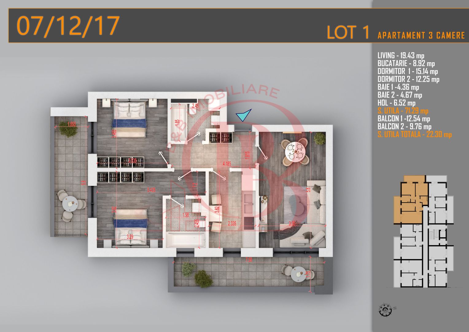 Apartament 3 camere Decomandat Titan Th. Pallady-Sector 3 - Schiță 1