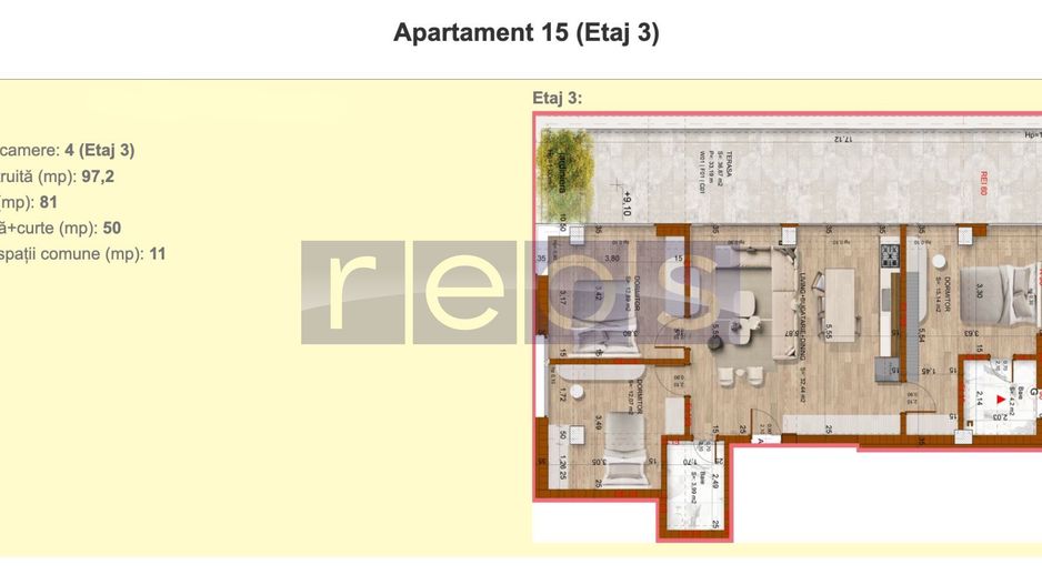 APARTAMENT 4 CAMERE - 89 MP UTILI | TERASA 50 MP | DOMENII - Poză 1