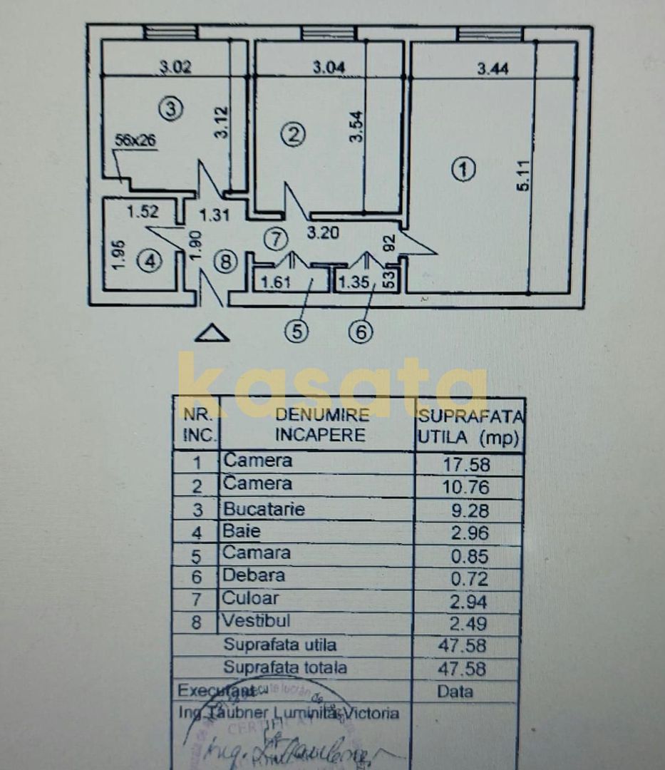 Apartament 2 camere complet renovat | 48 mp | Ozana – Aleea Fetești | - Schiță 9