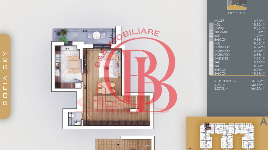 4 Camere modern-Scara interioara-Titan-Pallady-7min metrou - Schiță 2