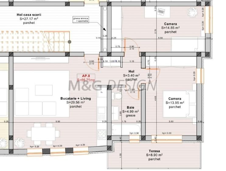 Apartament 3 camere Giroc etaj 1 - Schiță 10