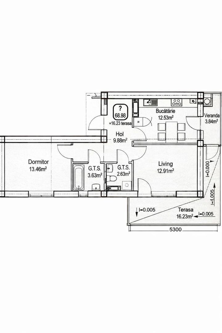 Vânzare, apartament, 2 camere, strada Durlești, Dumbrava - Schiță 15