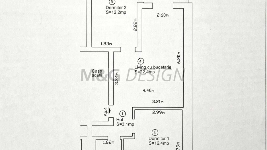 Apartament 3 camere  Mosnita Noua etaj 1 - Schiță 11