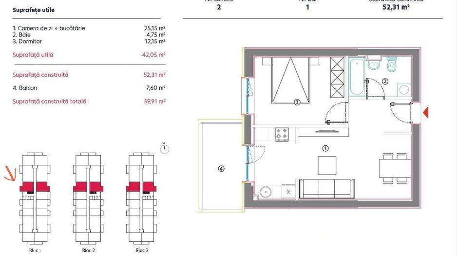 Apartament 2 camere Theodor Pallady / Hils Titanium - Poză 8