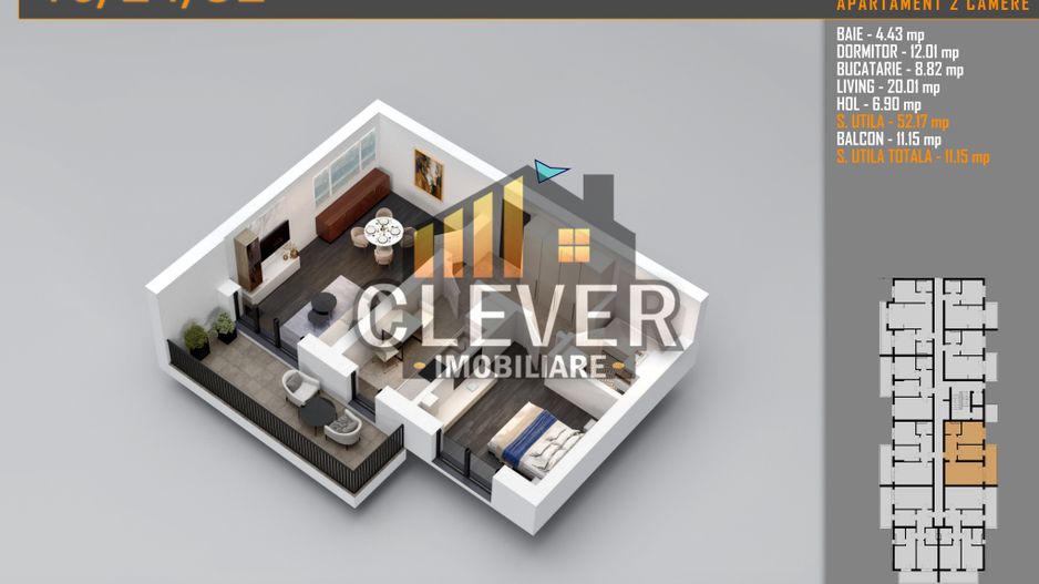 Apartament 2 Camere, Comision 0%, Pallady - 12 min metrou Teclu - Schiță 8