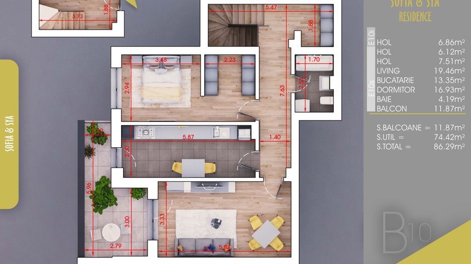 2 camere finalizat -acte gata- Pallady -Metrou Nicolae Teclu - Schiță 7