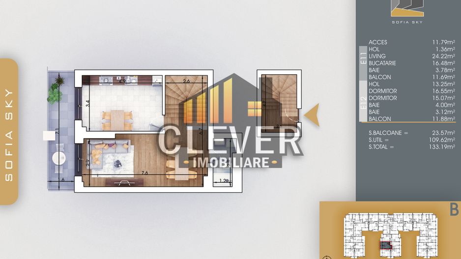 Apartament Duplex 3 camere Pallady, 7 min Metrou Nicolae Teclu - Schiță 8