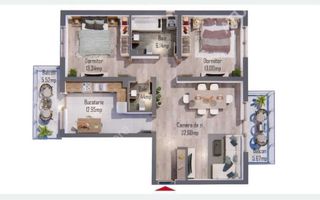 Apartament modern 3 camere 2 dormitoare 2 băi 80 mp utili  Șelimbăr - Poză 11