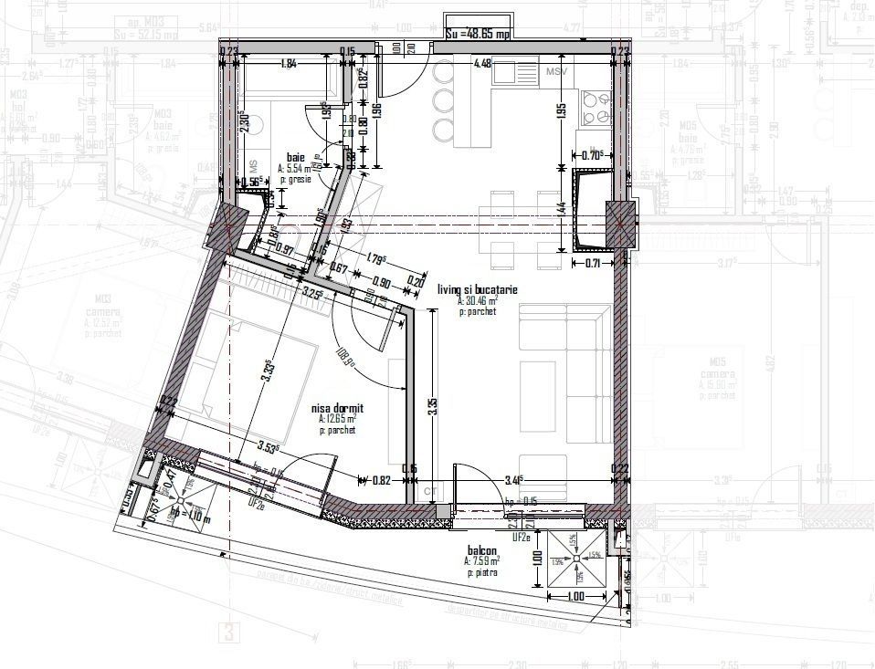 Apartament 2 camere finisat in Ansamblul Wings - Schiță 14