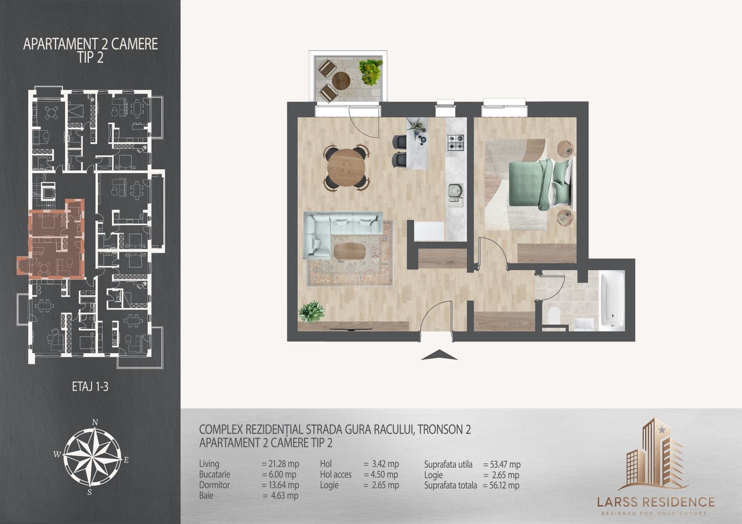 Apartament 2 camere I Larss Residence Th. Pallady I Vanzare - Poză 2
