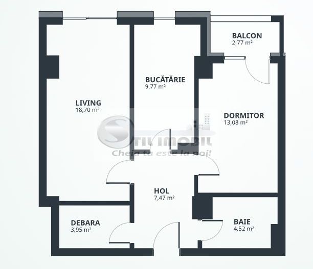 Apartament 2 camere, 57,5 mp + balcon - Poză 5