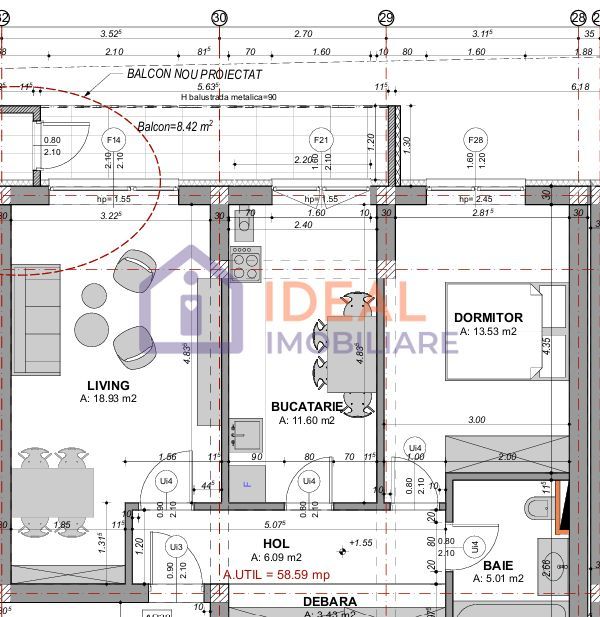 Apartament de vanzare 2 camere la alb -  zona Doamna Stanca - Schiță 8