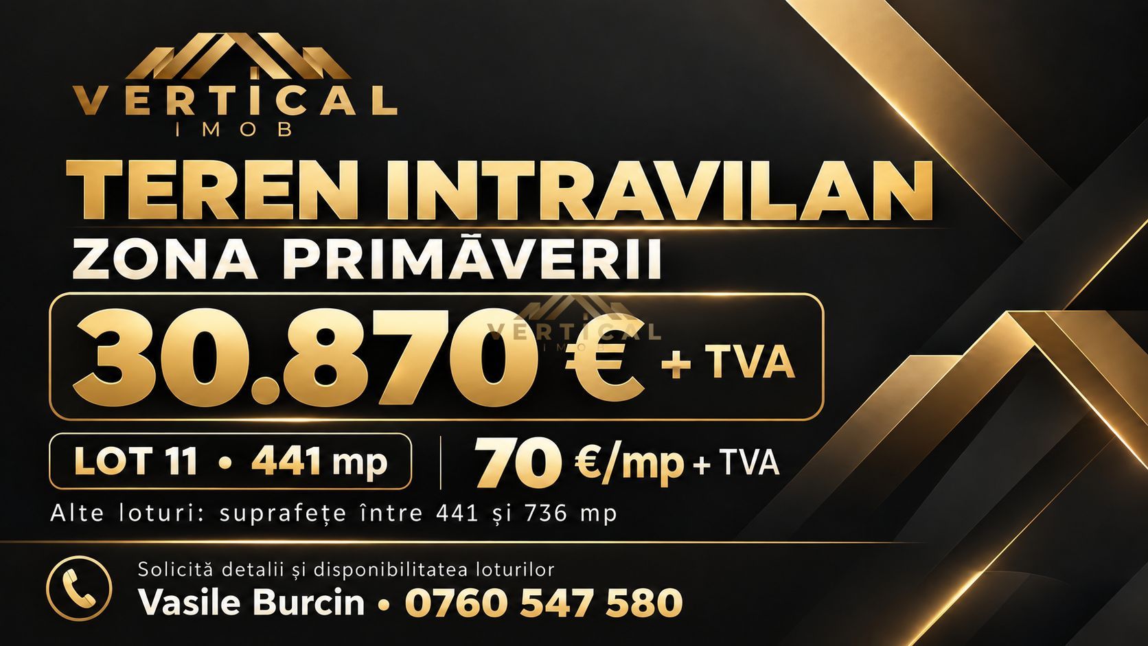 Teren intravilan 441 mp | Zona Primăverii | 30,870 € + TVA - Poză 3