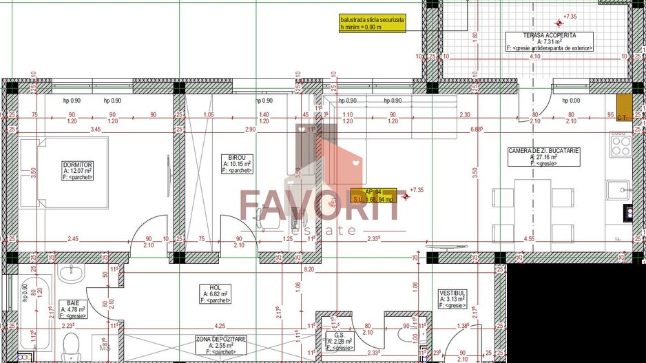 Etaj 2. Finisaje la alegere. 2 locuri parcare - Schiță 16