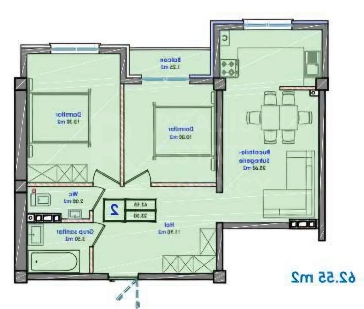 Vânzare, apartament, 2 cameră, str. Cartușa, Dulești - Poză 9
