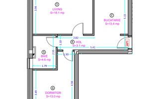 Apartament 2 camere cu bucatarie inchisa si gradina - Selimbar zona Lidl. - Schiță 4